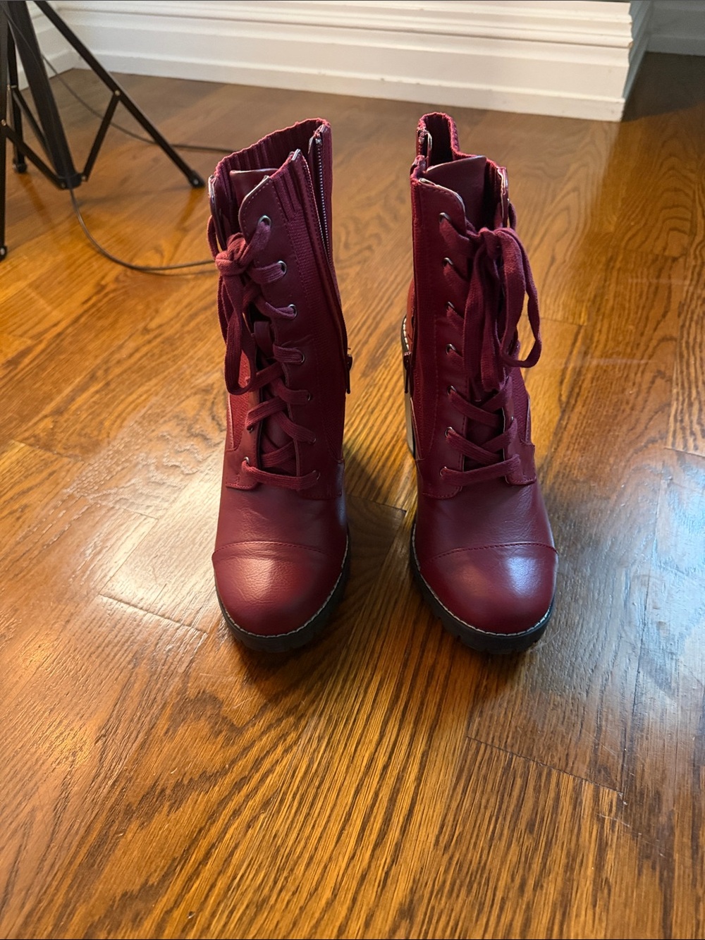 BCBGeneration Burgundy Lace-Up Combat Boots